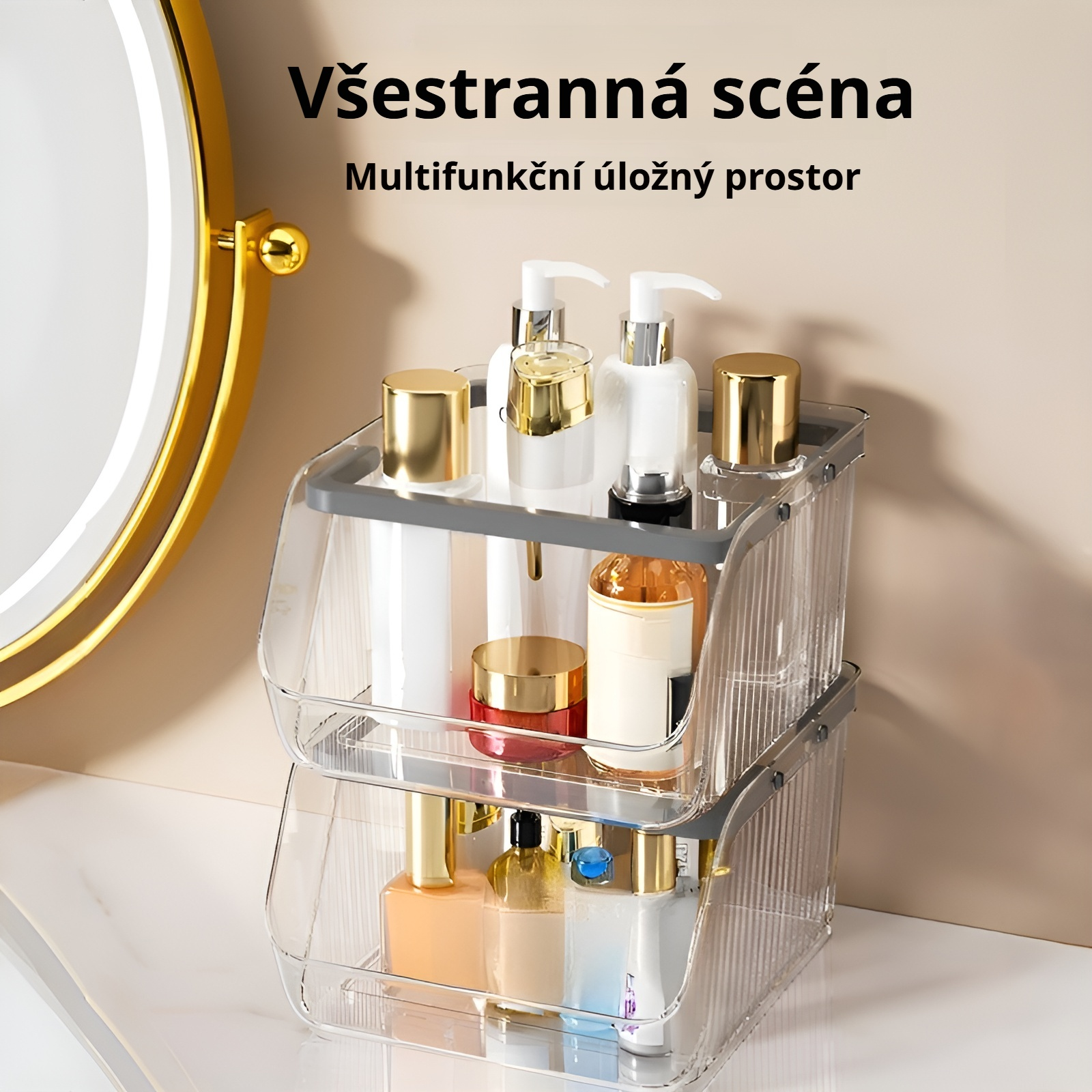 Průhledný akrylový zásuvkový organizér na stůl