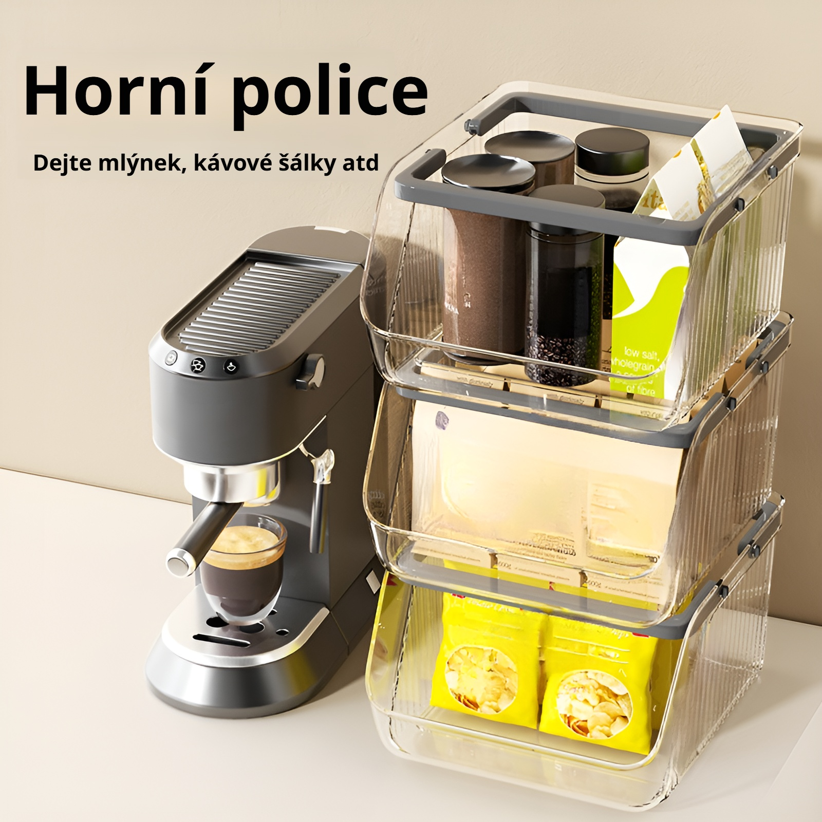 Moderní akrylový zásuvkový organizér v interiéru