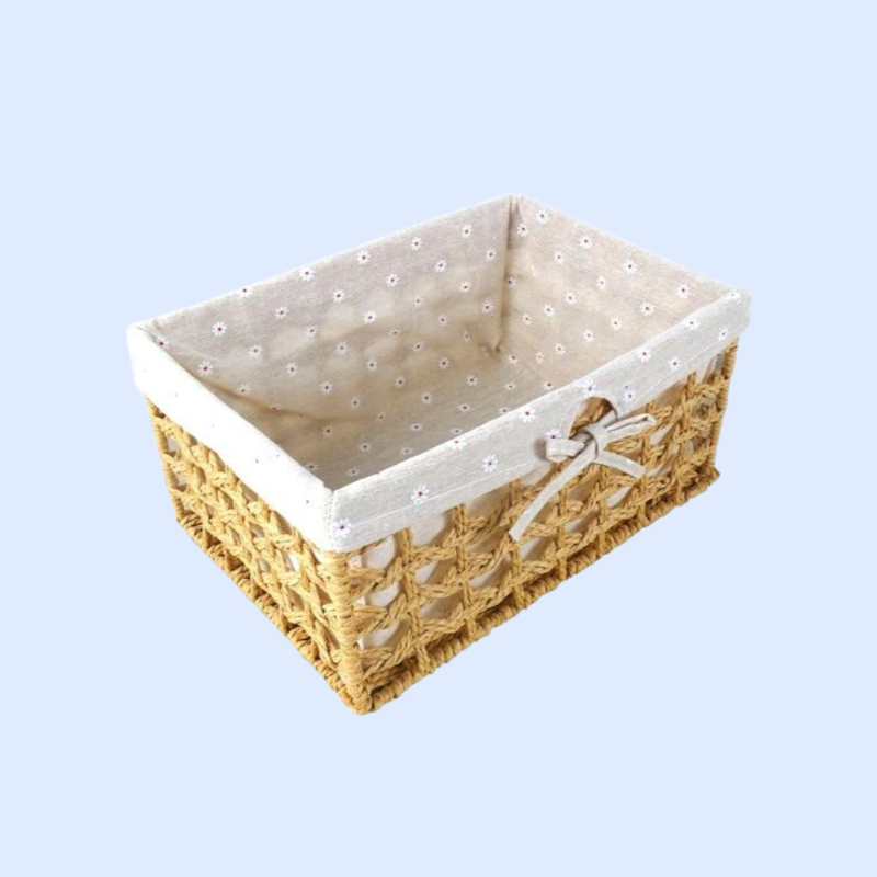 Woven storage basket snack cosmetics storage box fabric storage basket desktop sundries rattan stora