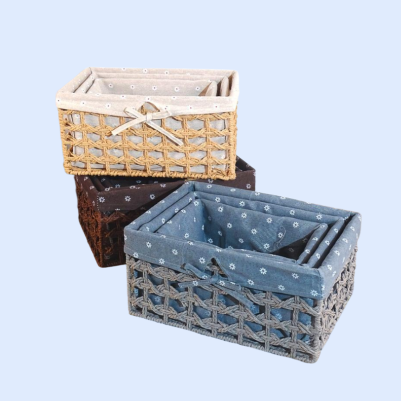Woven storage basket snack cosmetics storage box fabric storage basket desktop sundries rattan stora