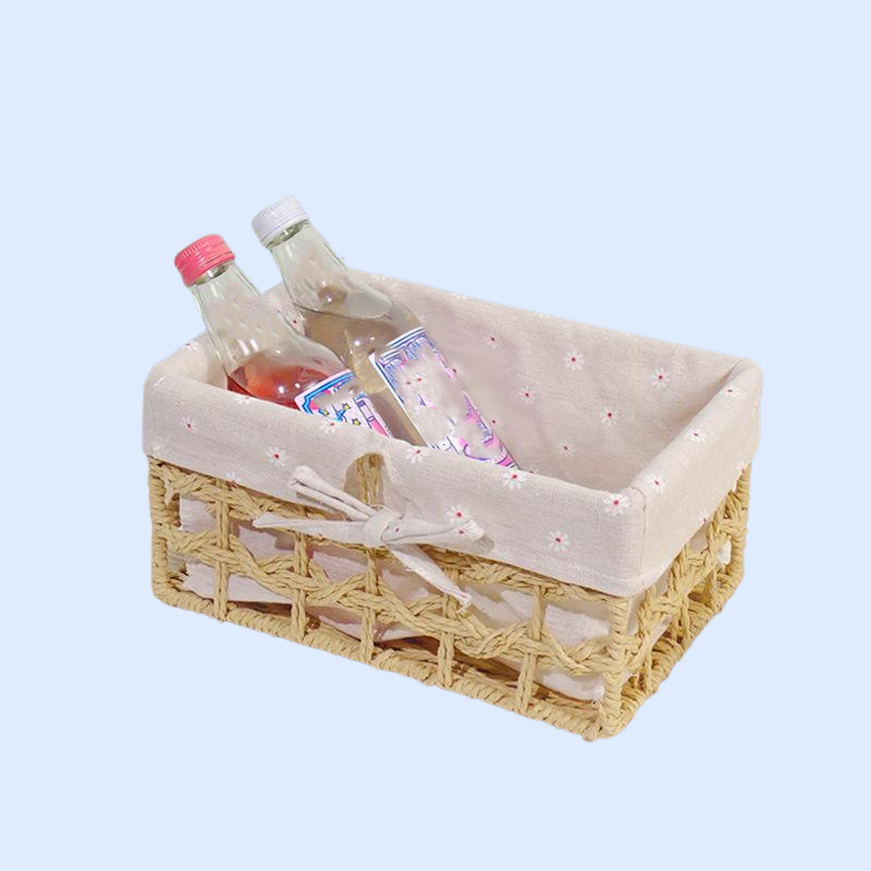 Woven storage basket snack cosmetics storage box fabric storage basket desktop sundries rattan stora