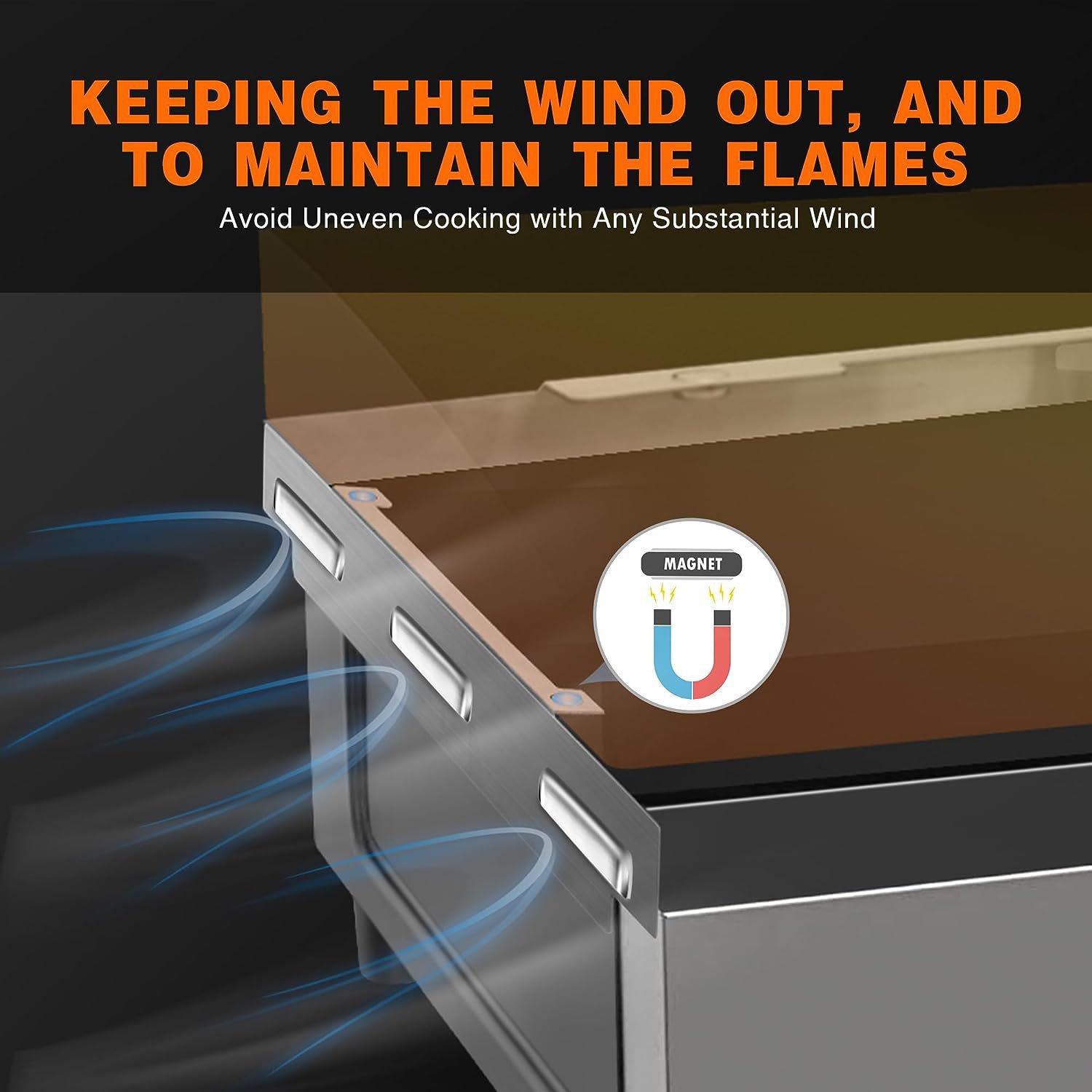 Outdoor grilling with wind guard for Blackstone griddle