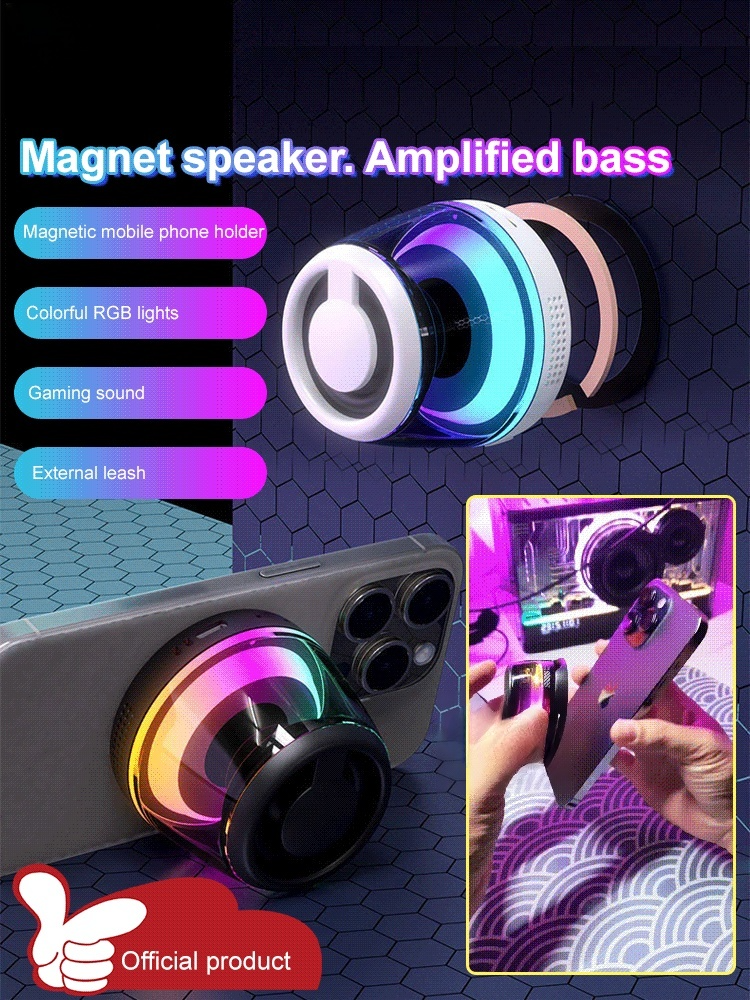 Magnetic Bluetooth Speaker with RGB Colorful Lighting