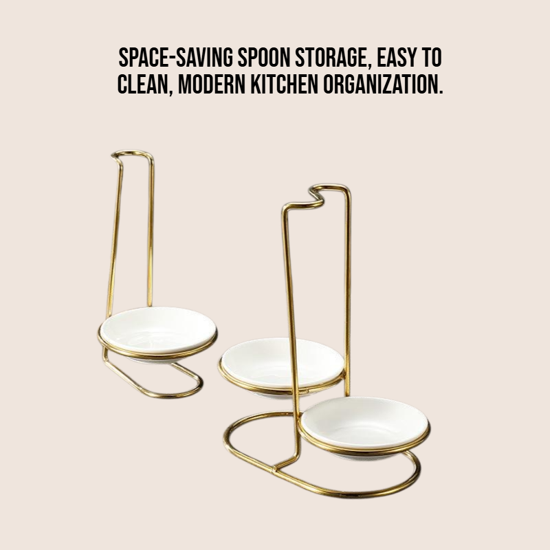 Stainless steel titanium plated golden spoon storage rack