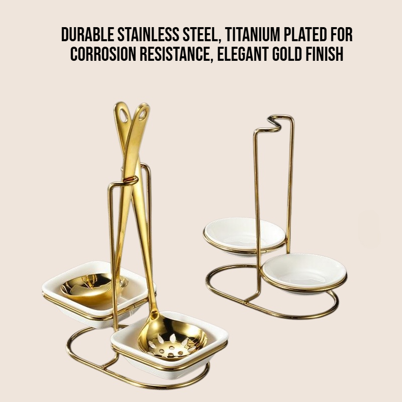 Stainless steel titanium plated golden spoon storage rack