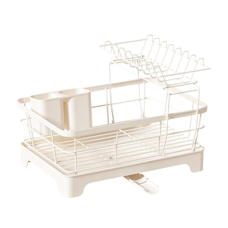 물빠짐 그릇 선반 가정용 탄소강 그릇 수납 선반 주방 선반 수저통 2단 그릇 선반 물빠짐 선반
