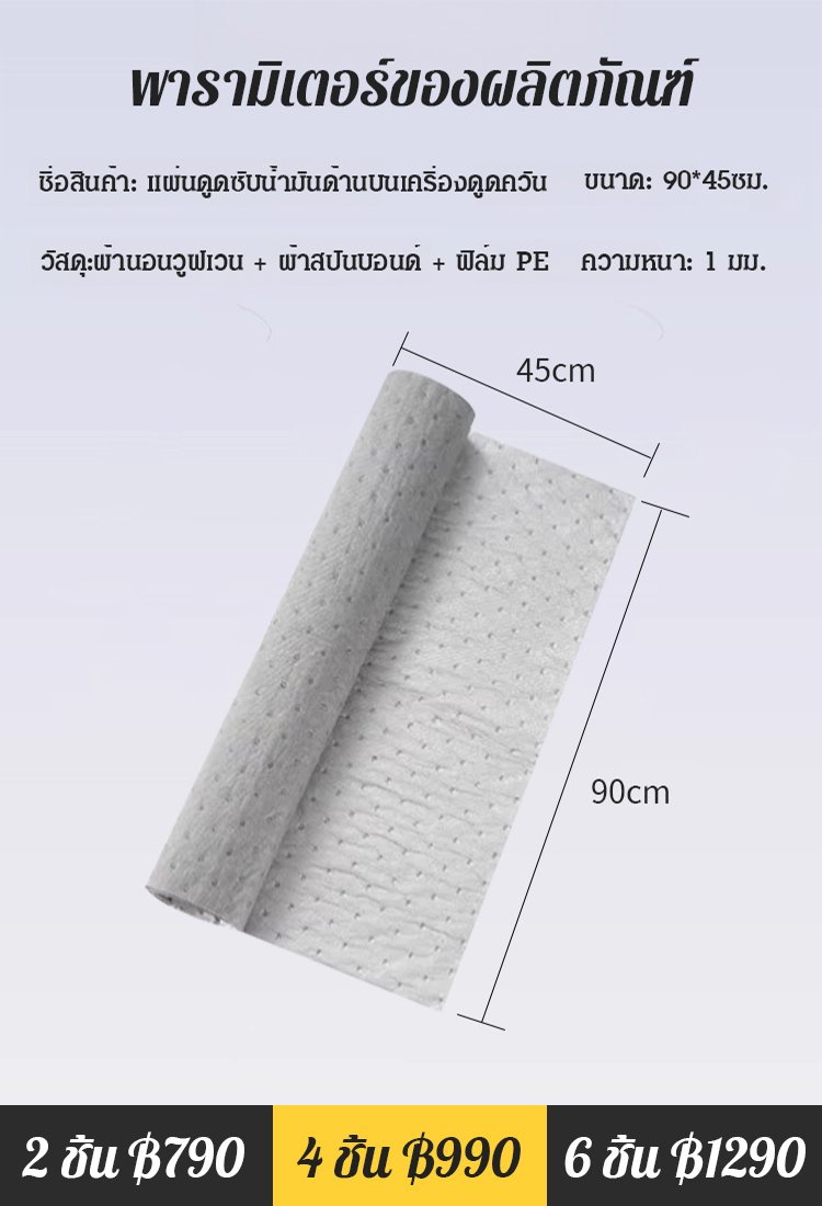 【ฉีกแล้วสะอาด!】แผ่นดูดซับน้ำมันด้านบนเครื่องดูดควัน