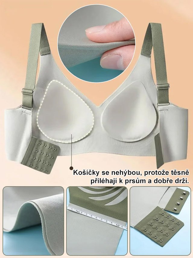 Malé srdíčko s kontrastními barvami, zvedací bezešvá podprsenka.