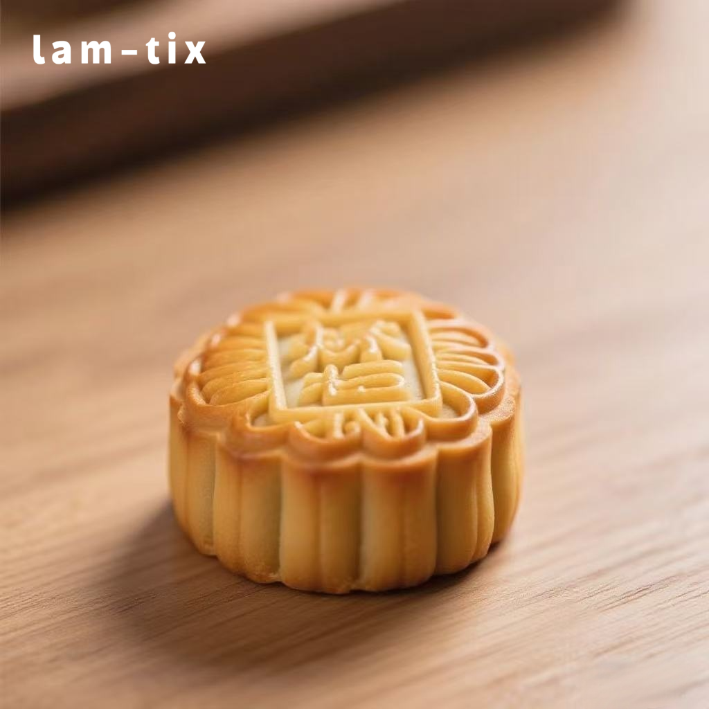 Mooncake κομμένο στη μέση με πάστα λωτού και κρόκο αυγού