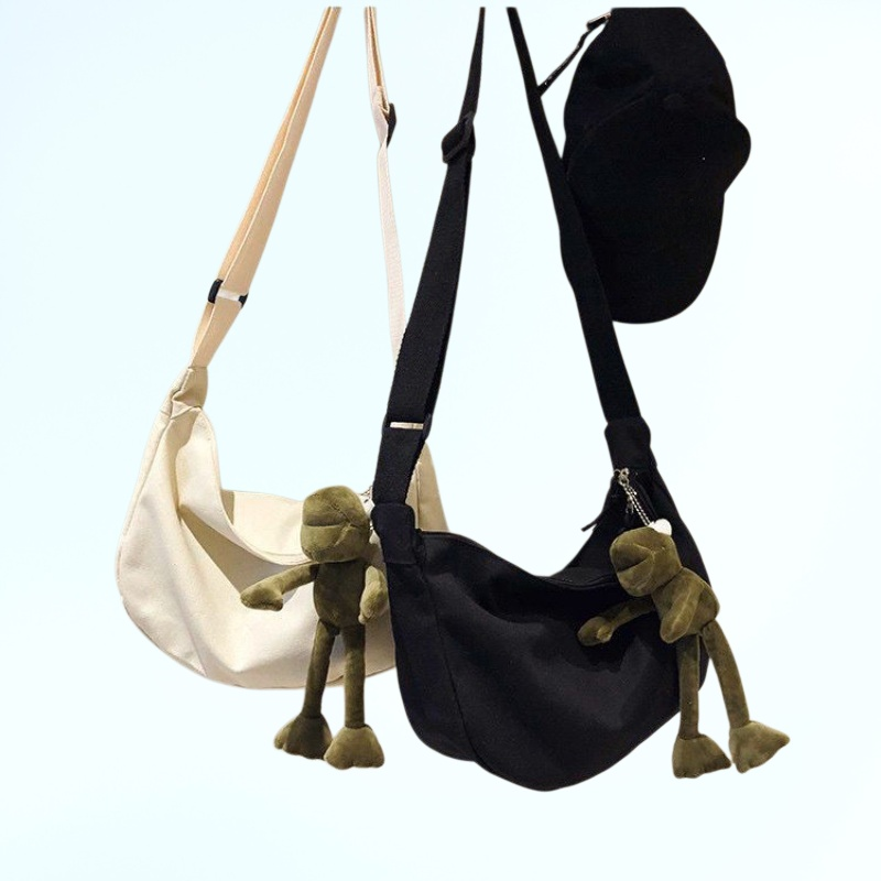 กระเป๋าคาดไหล่ผ้าแคนวาสสำหรับผู้หญิงและผู้ชาย กระเป๋าคาดไหล่สำหรับนักเรียนหญิง