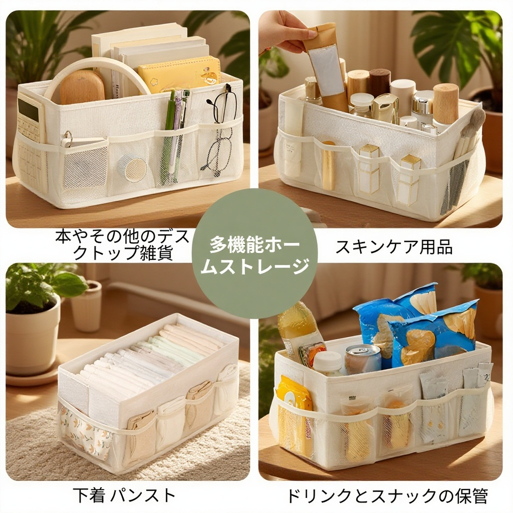 純色カチオンデスクトップ雑貨収納ボックス