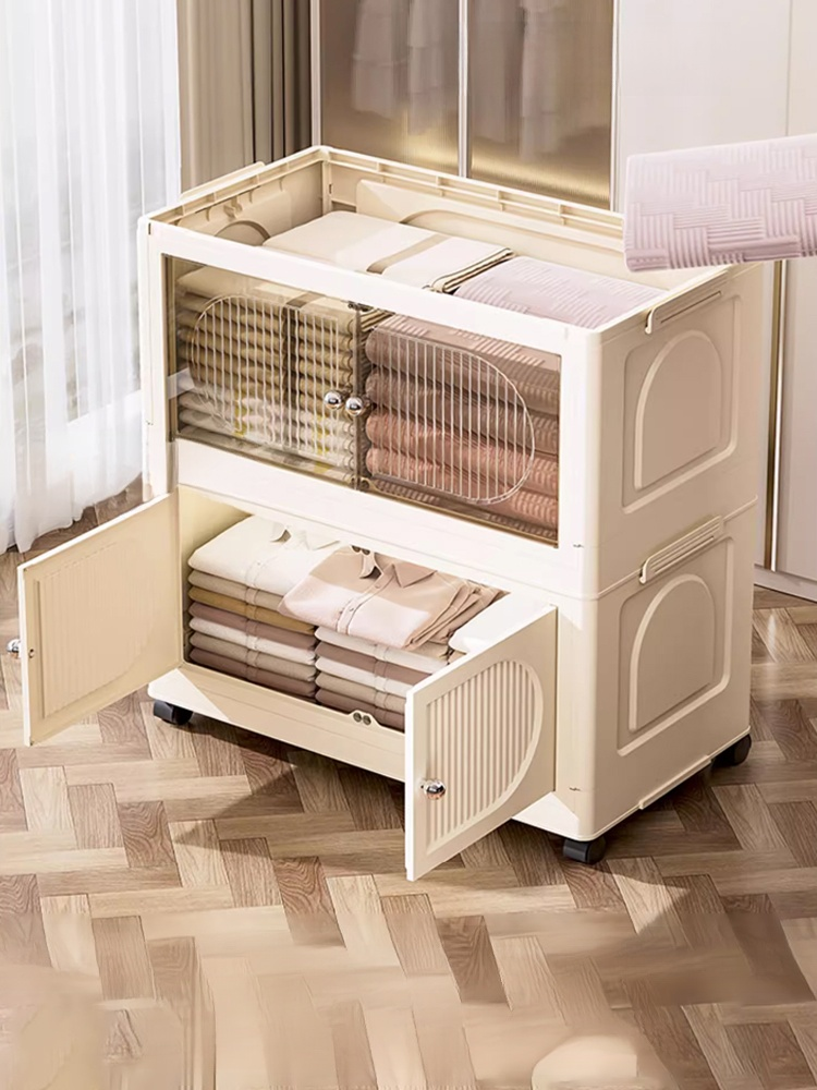 組み立て不要の折りたたみ式収納キャビネット