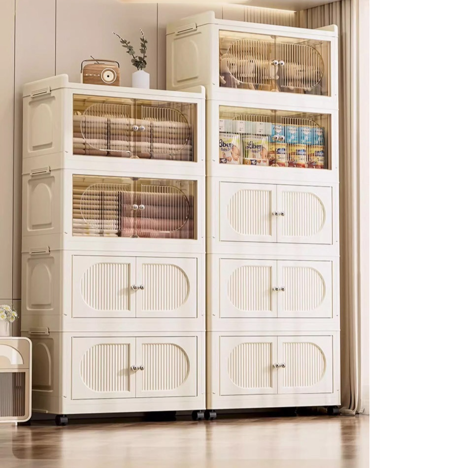 組み立て不要の折りたたみ式収納キャビネット