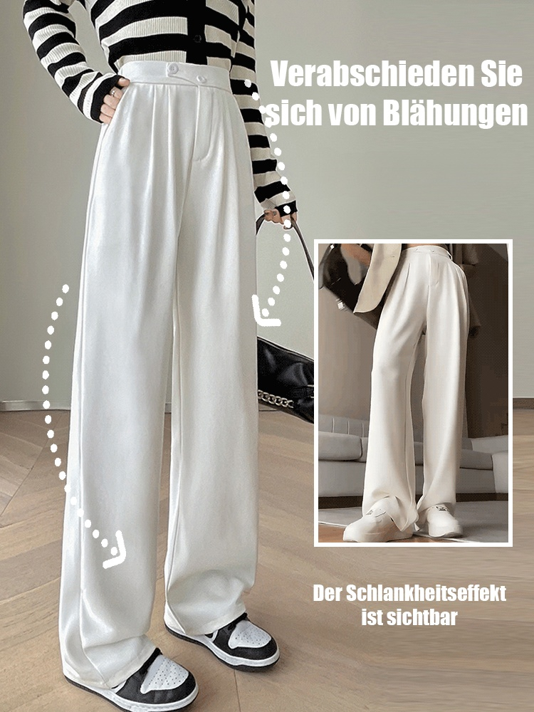Schlankmachende vielseitige High-Waist-Hosen mit weitem Bein