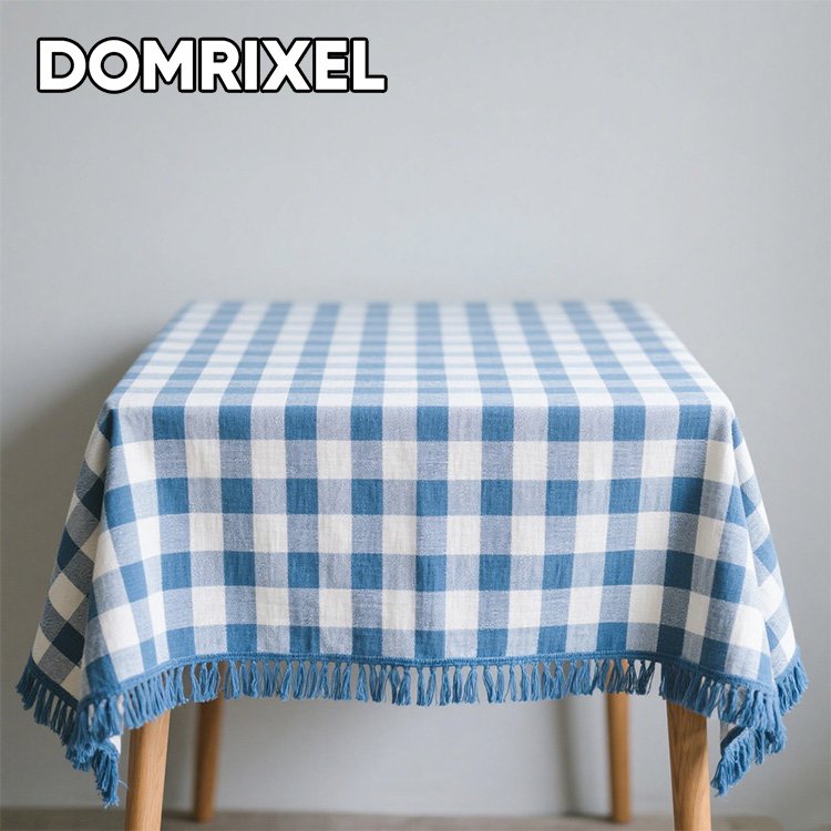 防水・耐油性のチェック柄テーブルクロス全体画像
