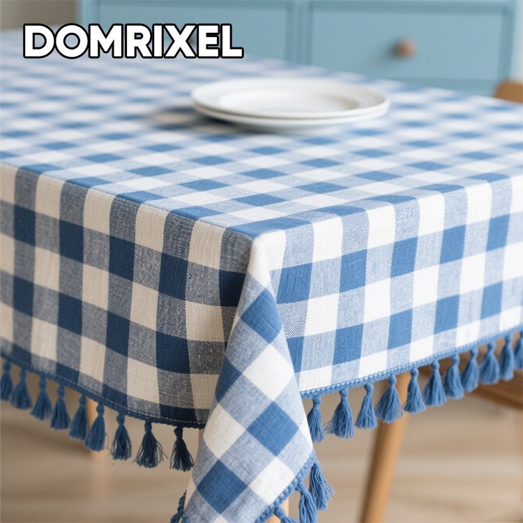 防水・耐油性のチェック柄テーブルクロス