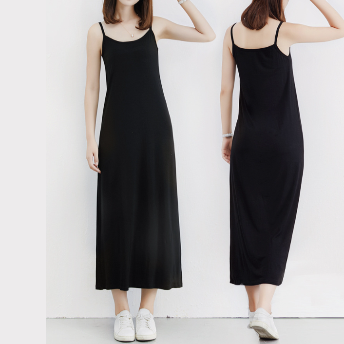 女性の夏の黒ホルターロングスカート ボトムドレス インナー レディースサマードレスホルタードレス