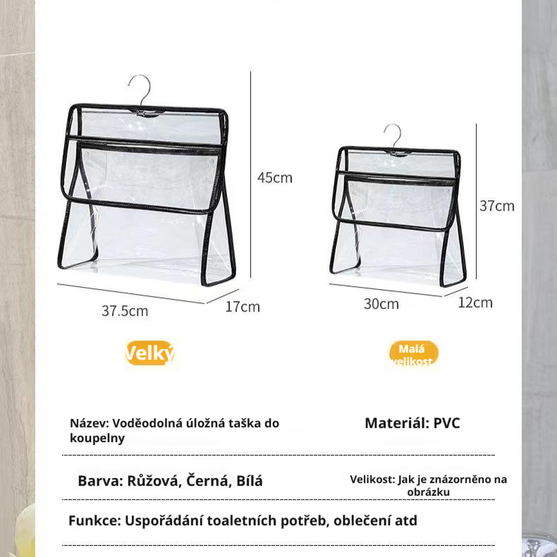  Průhledná voděodolná závěsná koupelnová taška na skladování pro studenty do kolejí