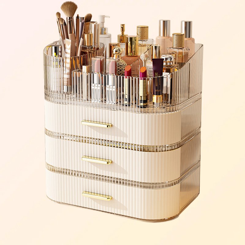 데스크탑 수납 조명 고급 회전식 다층 화장대