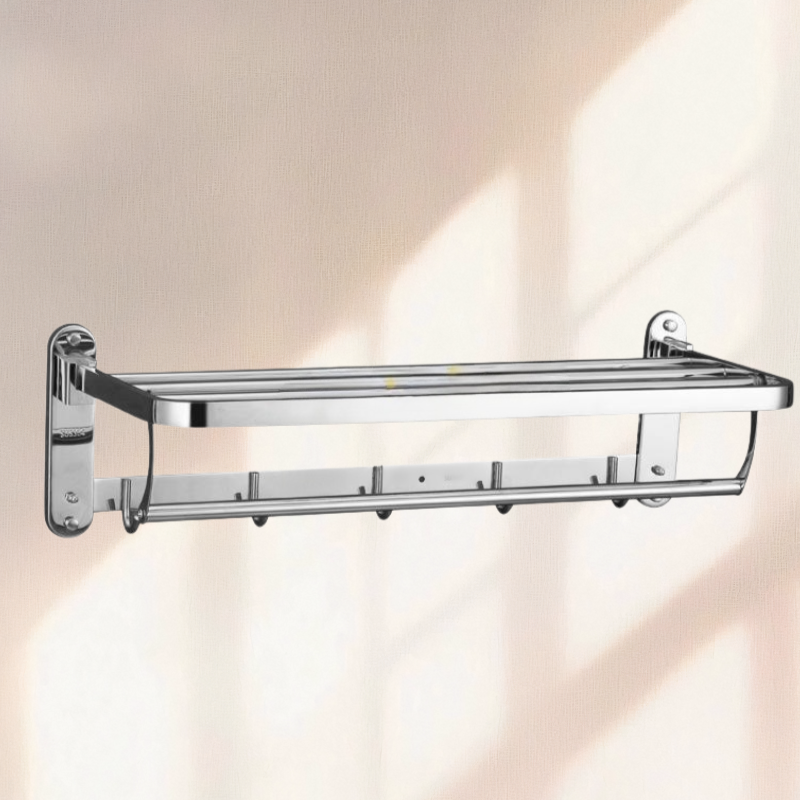 . Vícevrstvý nerezový držák na ručníky do koupelny bez vrtání