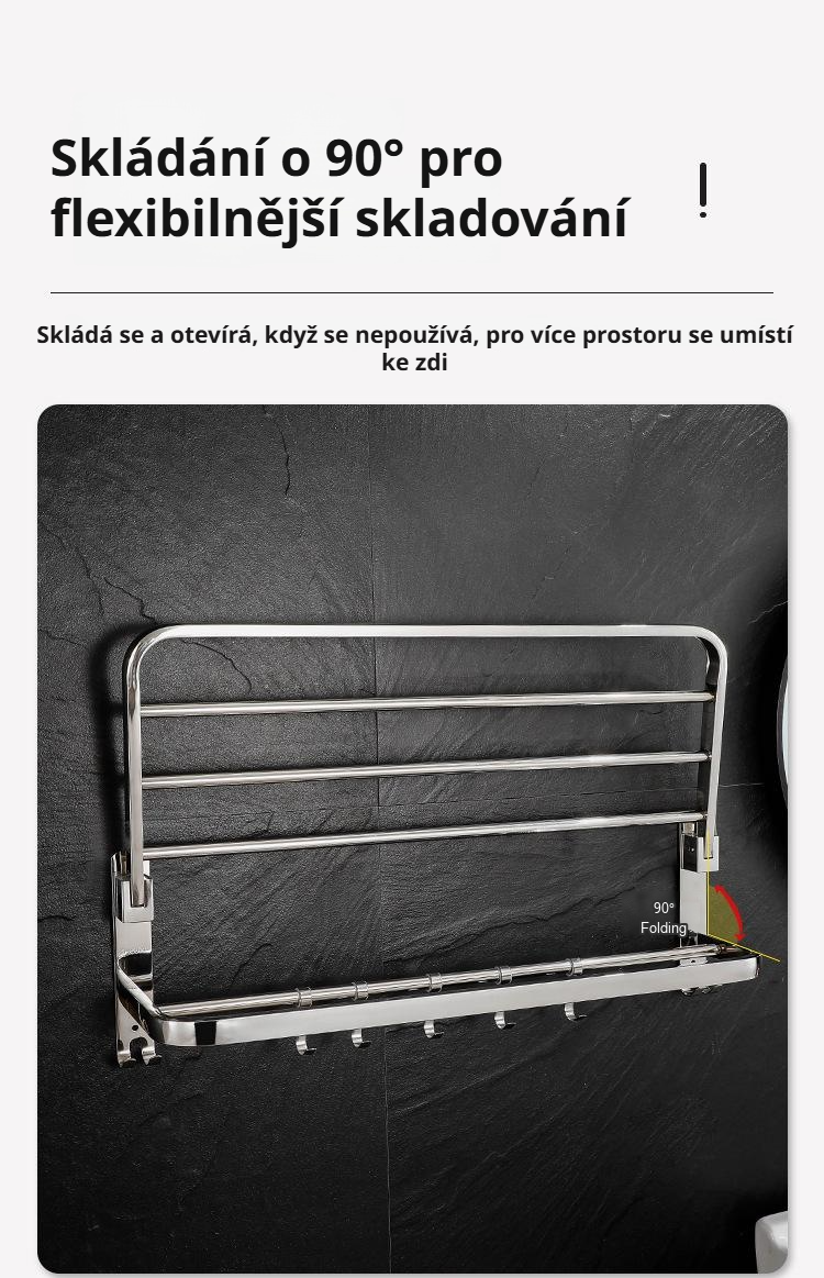 Praktický vícevrstvý držák na ručníky bez poškození stěny