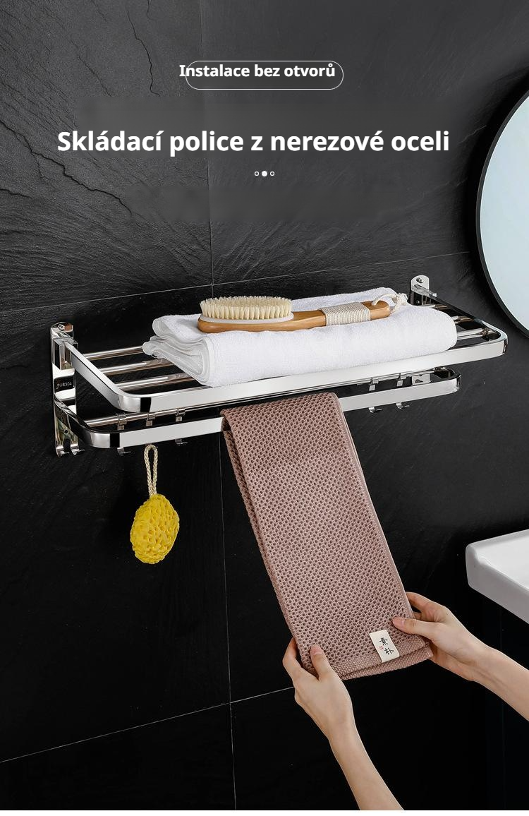Vícevrstvý nerezový držák na ručníky do koupelny bez vrtání detail
