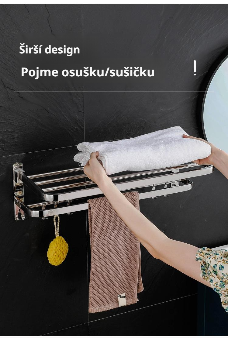 Nerezový koupelnový držák na ručníky úspora místa