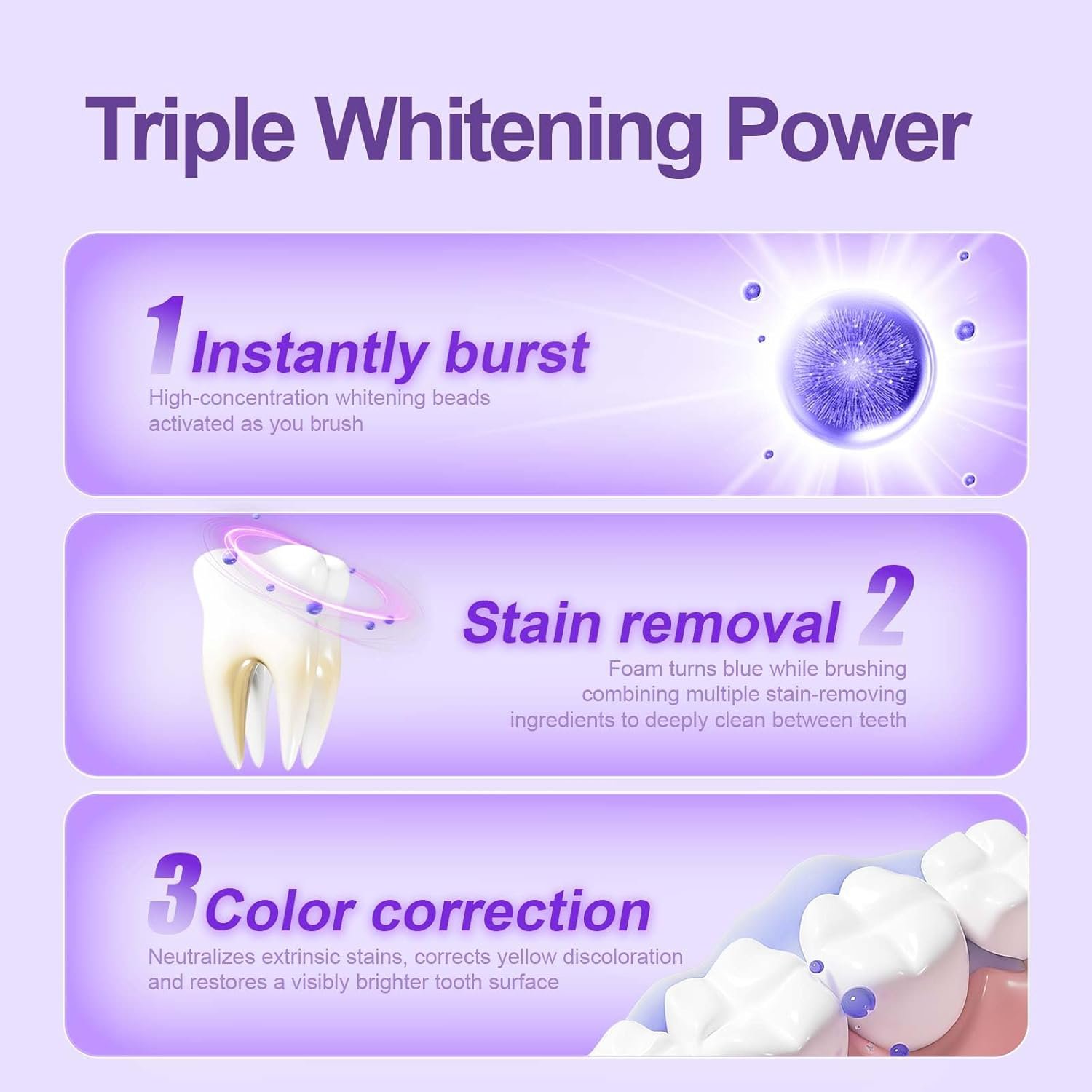 【Removes 250% of dental plaque】Color Correcting Whitening Toothpaste