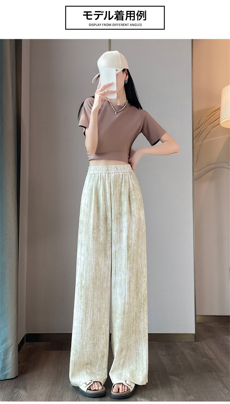 ウエストゴム仕様ワイドパンツのディテール