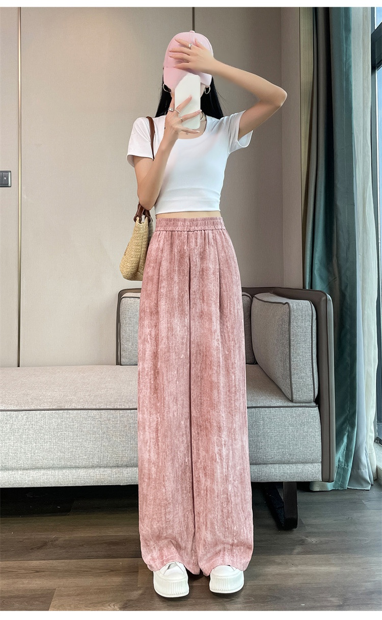 高品質なレディースタイダイ染めワイドパンツ