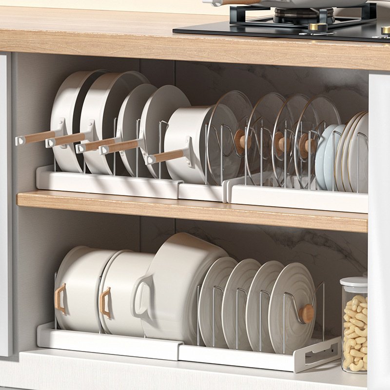 Estante de almacenaje para cocina retráctil y ajustable, utensilios de cocina, tabla de cortar, tapa