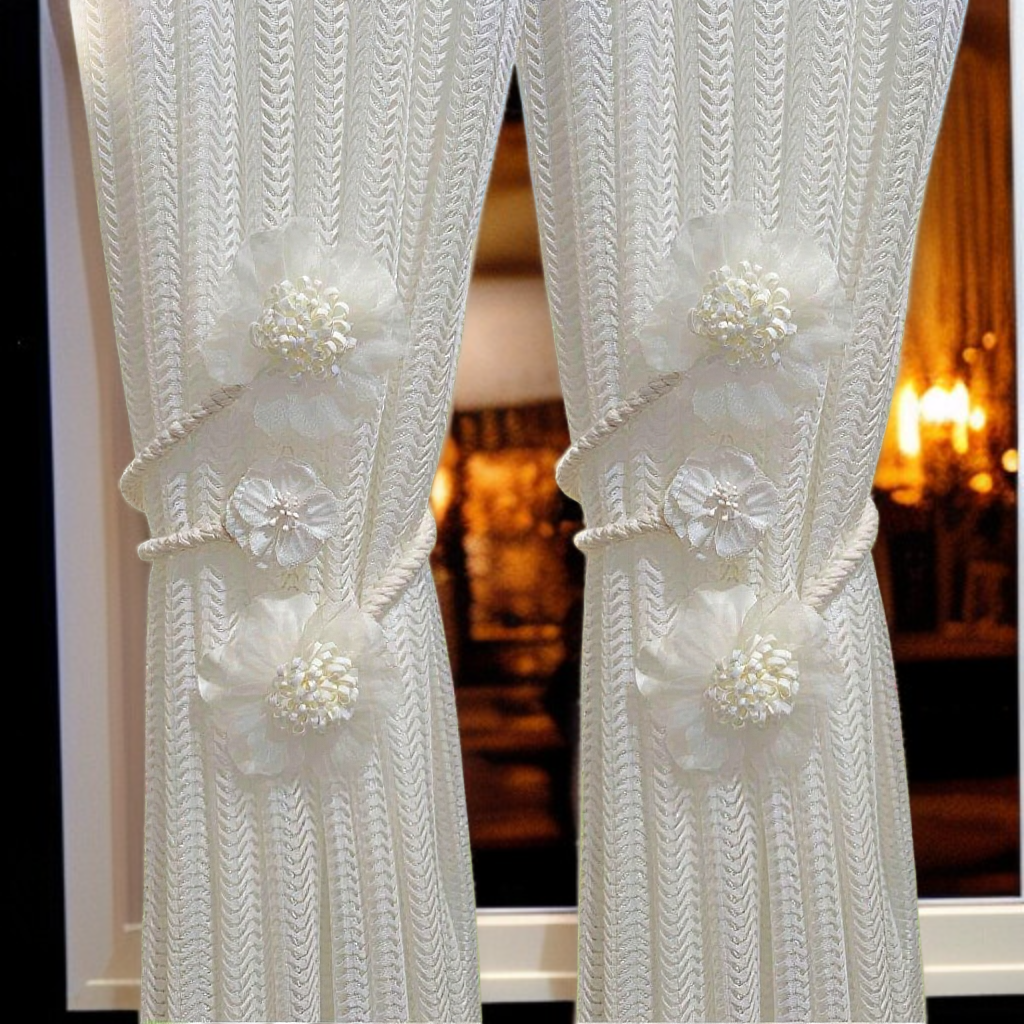 새로운 가지 꽃 커튼 끈