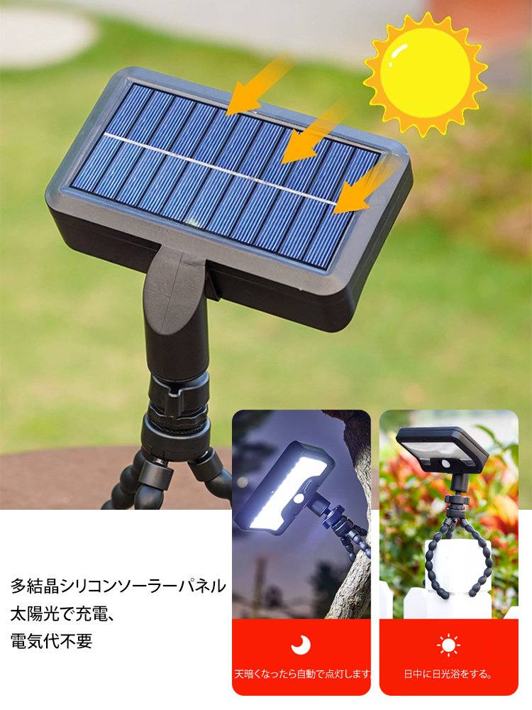 くねくね三脚付きソーラーセンサーライト