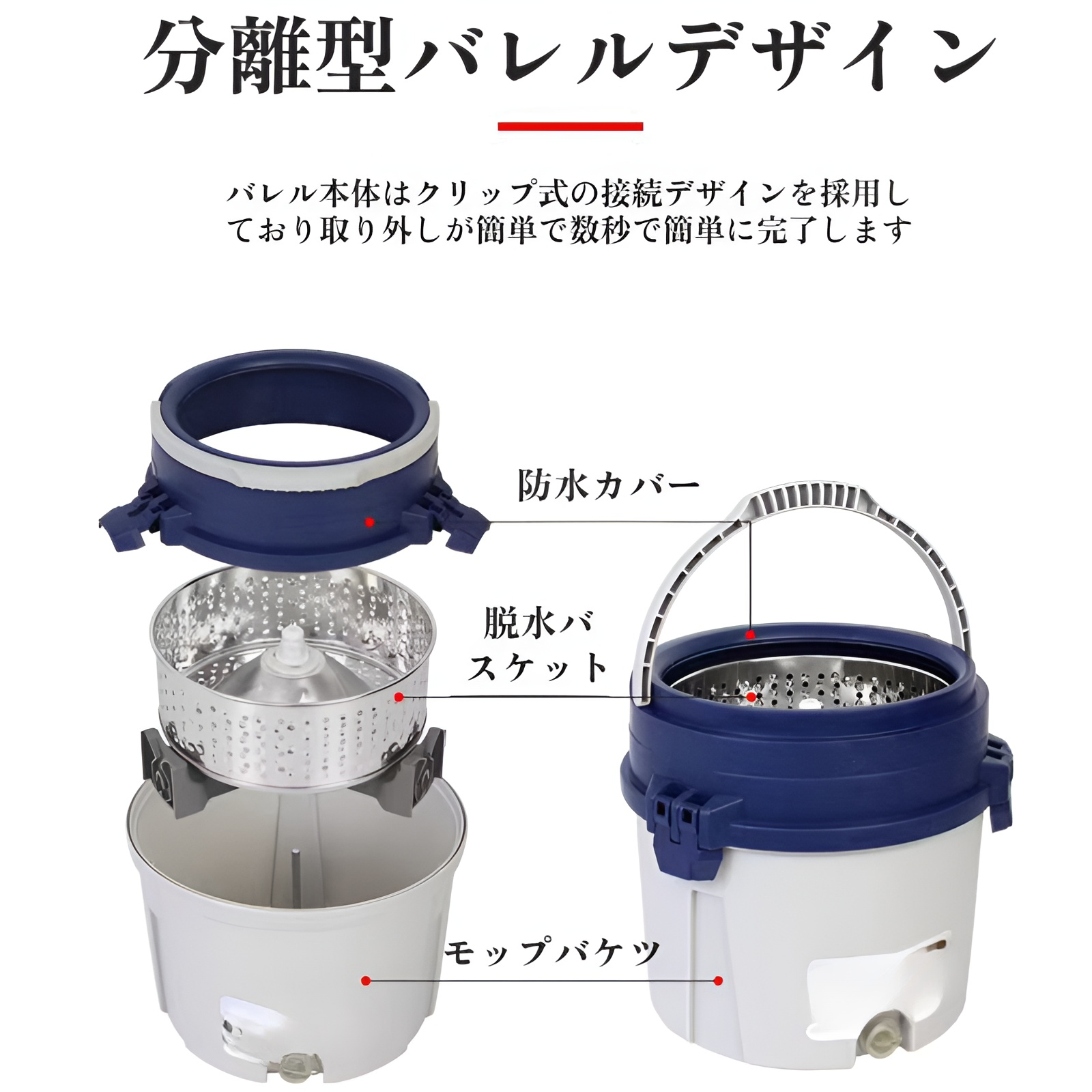 シングルバレル回転モップステンレス鋼リフトバケットモップ怠惰な手の圧力フリー手洗いモップバケット