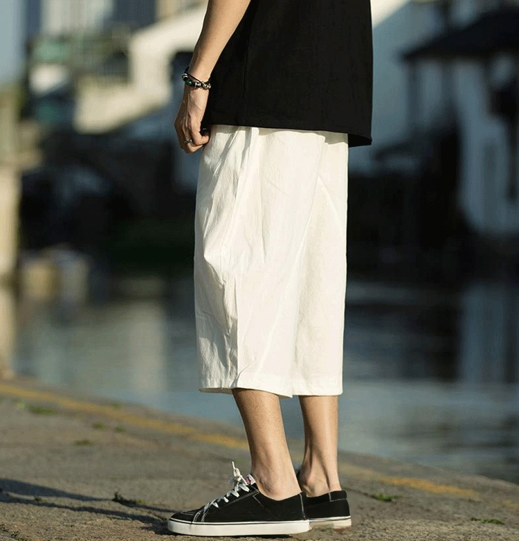 無地綿麻パンツのディテールアップ