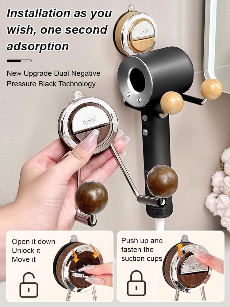 Hair dryer rack punch-free bathroom storage suction cup rack