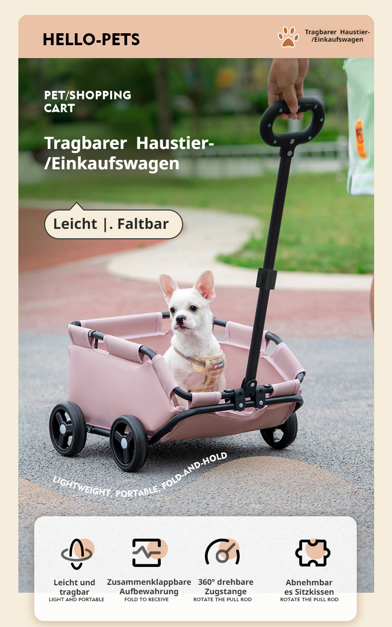 Leichter Haustier-Kinderwagen für Hunde und Katzen