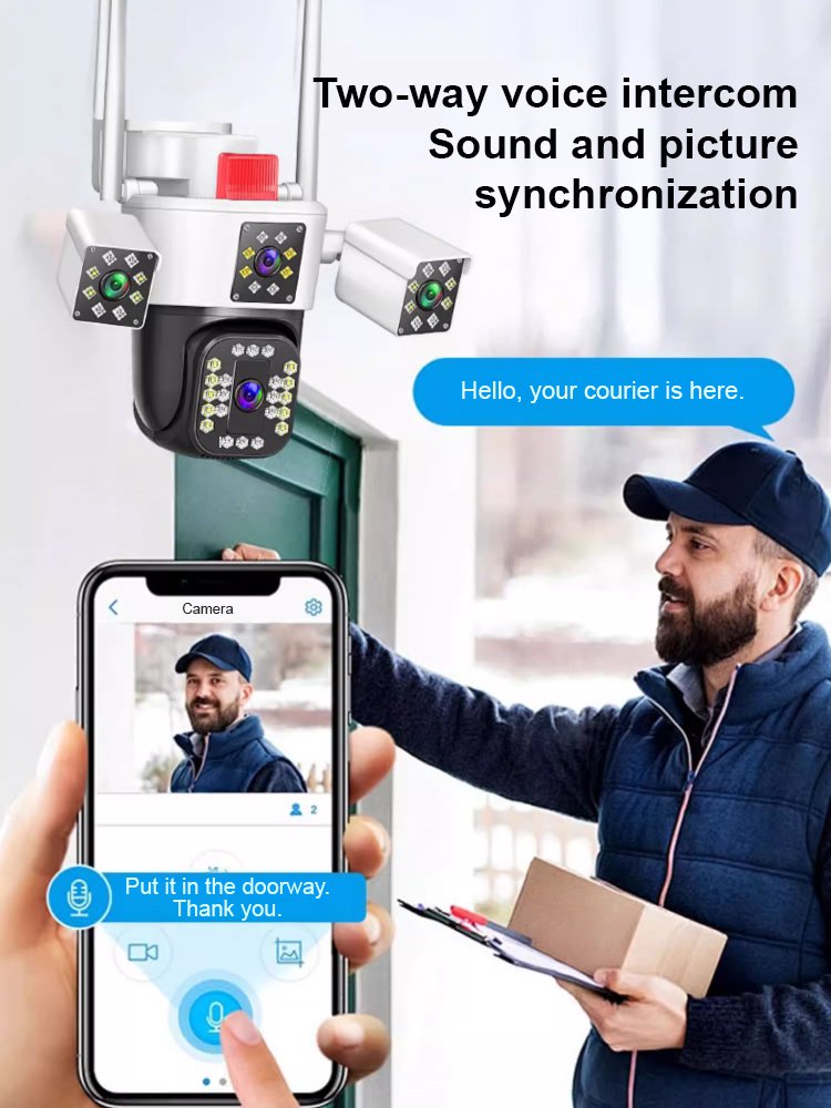 360-degree 10x zoom triple-screen HD night vision camera