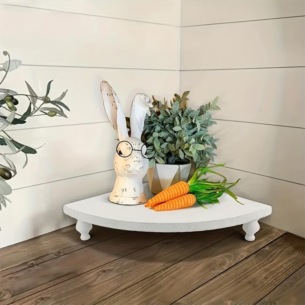 Partitioned wooden rack for ornaments and supplies