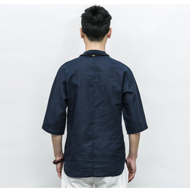 レトロ綿麻メンズシャツ
