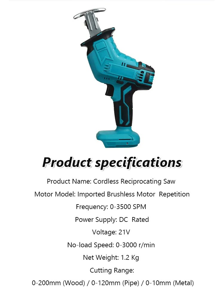 【Easy Cutting】Lithium Battery Reciprocating Saw Saber Saw