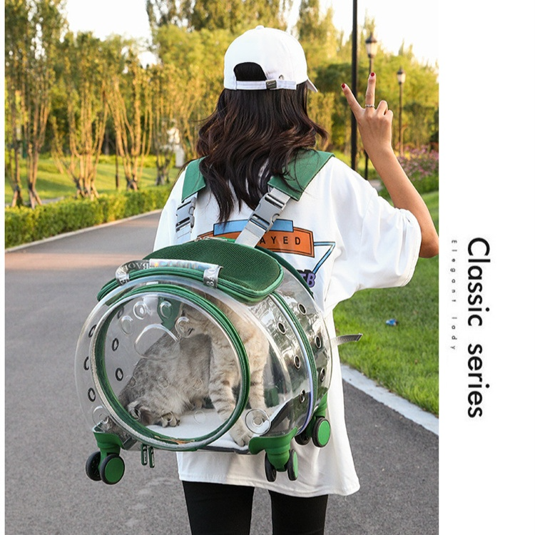 多目的透明ペットトロリーケース ショルダーポータブル小型スペースカプセル大容量お出かけバッグ ペット犬猫バッグ2透明ケース