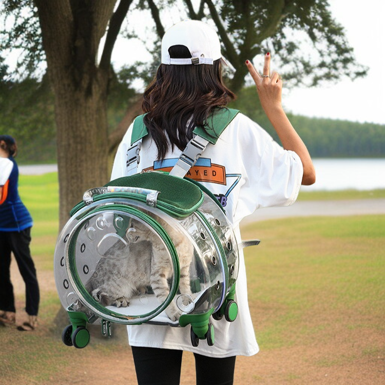 多目的透明ペットトロリーケース ショルダーポータブル小型スペースカプセル大容量お出かけバッグ ペット犬猫バッグ2透明ケース