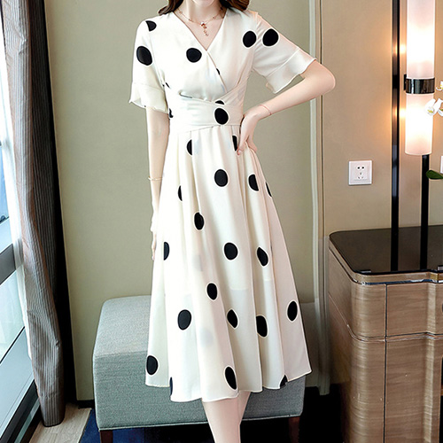 カシュクールワンピース 半袖 Aライン 