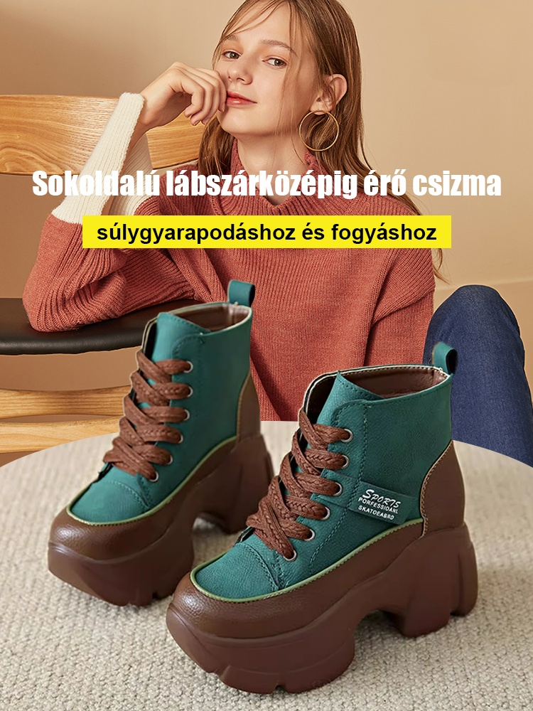 Sokoldalú lábszárközépig érő csizma testemelésre és karcsúsításra