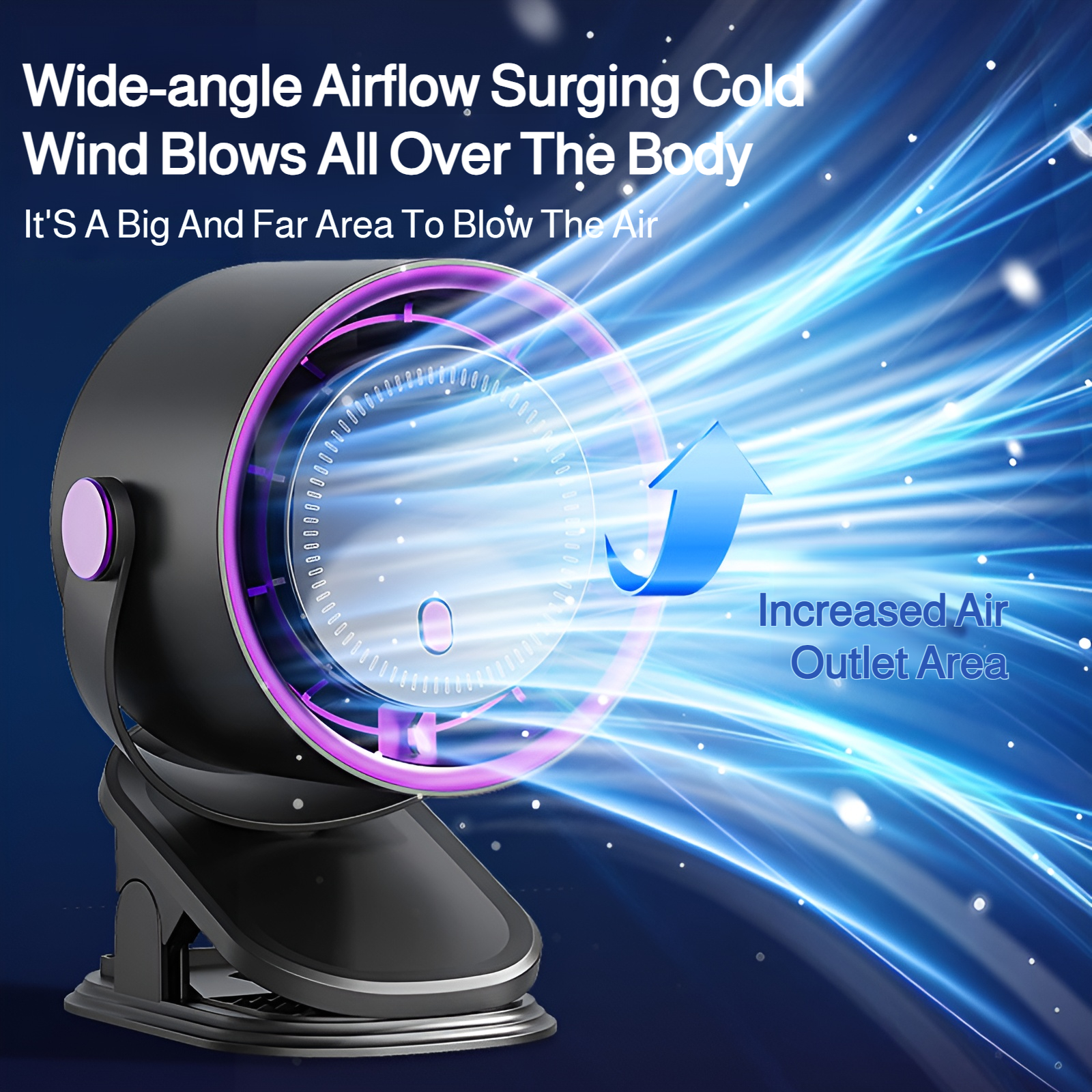 New desktop bladeless fan USB clip portable digital display 100-speed high-speed turbine small fan