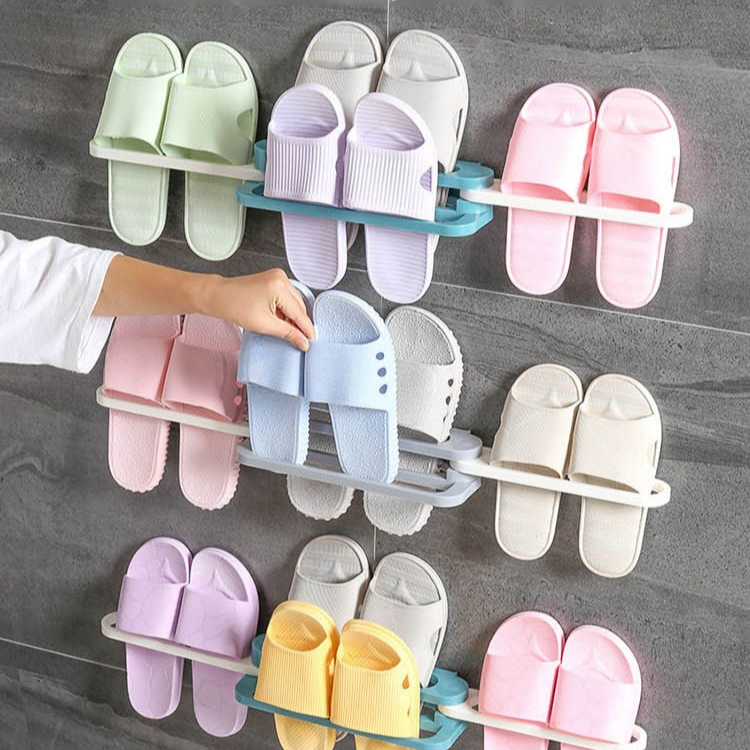 可折疊免打孔拖鞋架