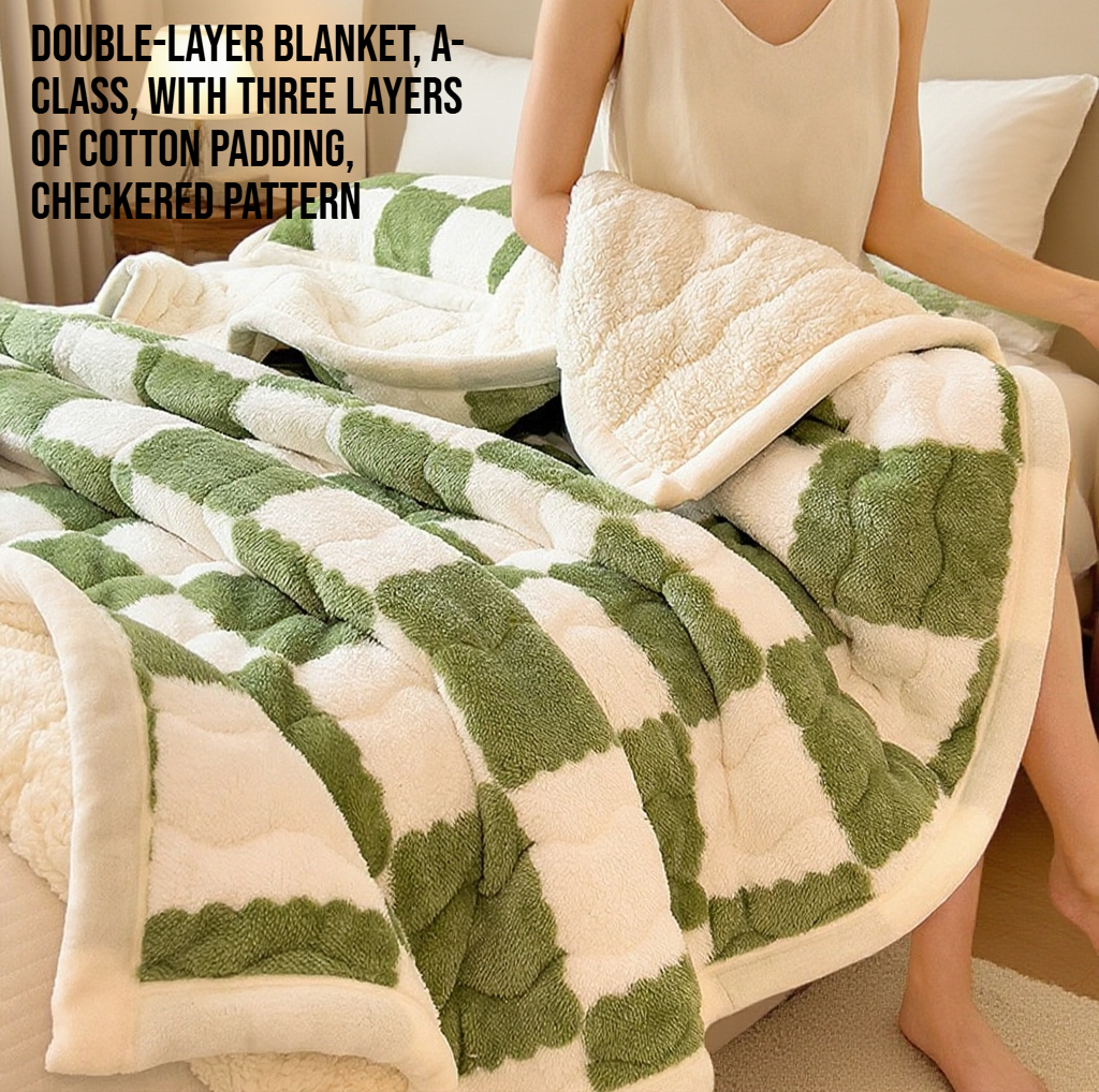 Double-sided thick blanket with cozy plush fabric