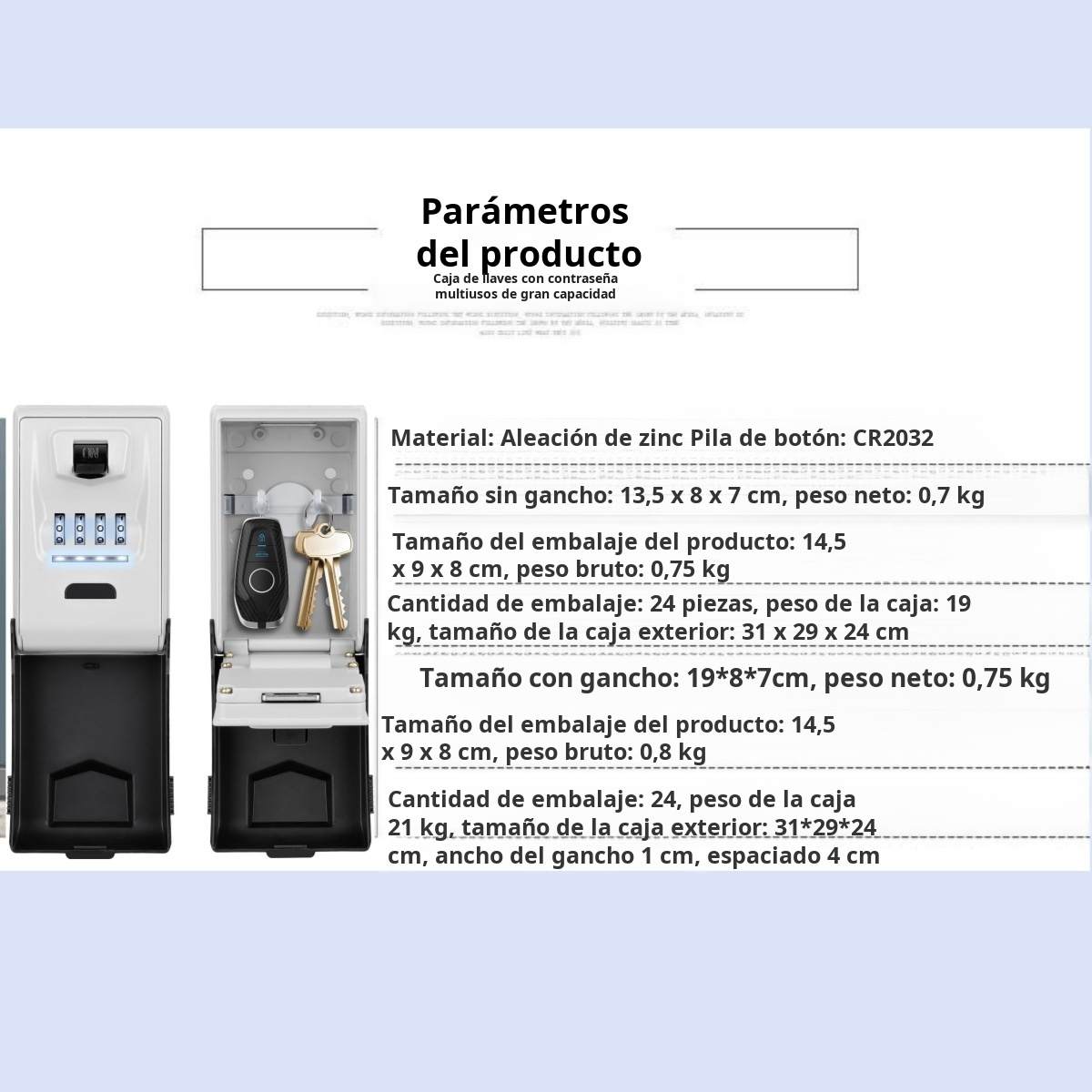 Caja de llaves JMY con luz LED y contraseña