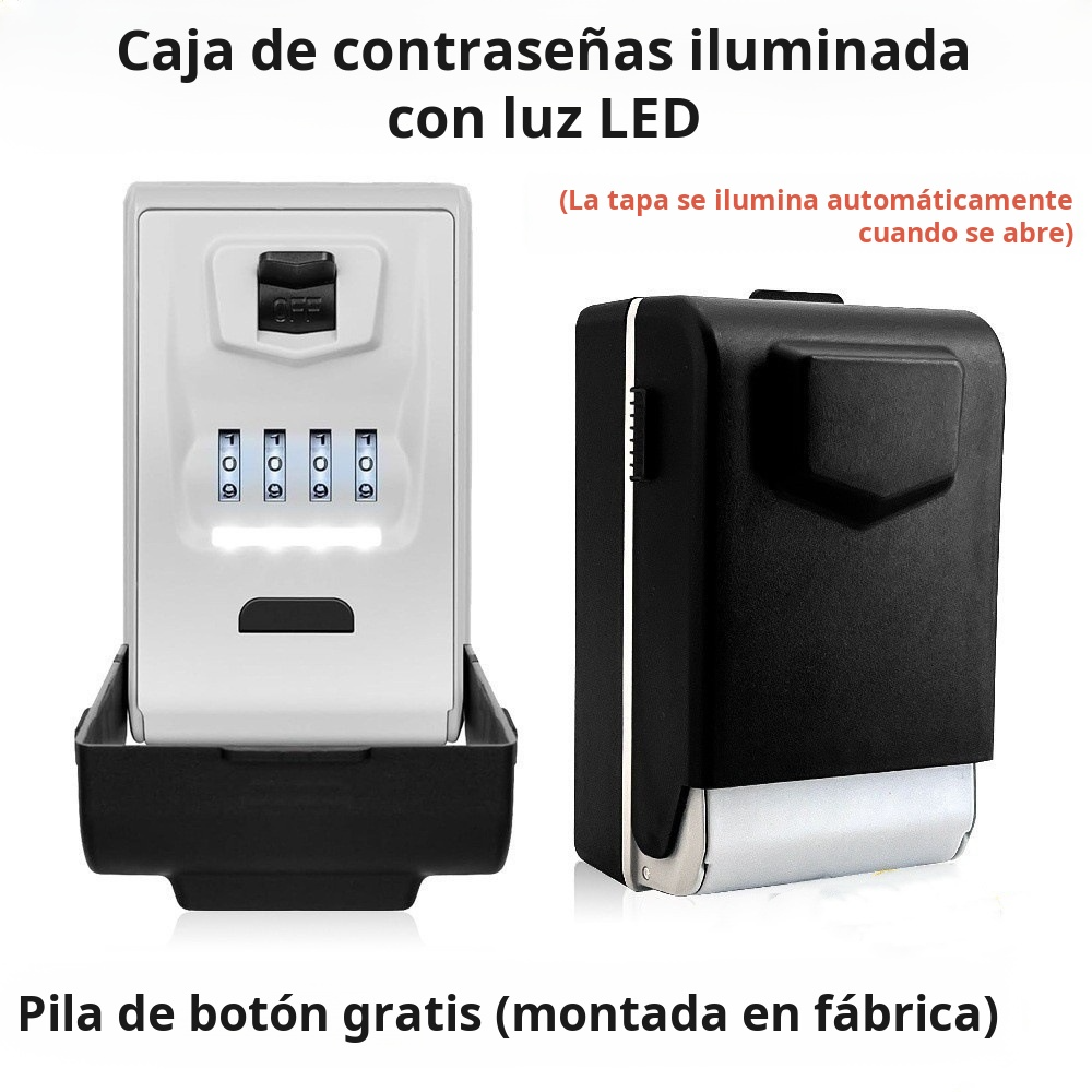 Caja de llaves con luz LED JMY, con visión nocturna, resistente al agua, con contraseña, para colgar